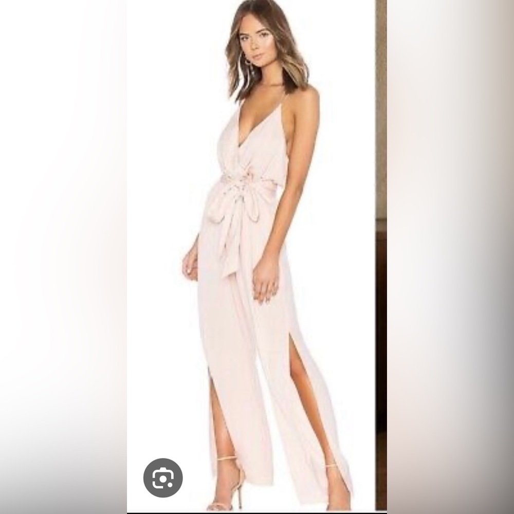 BCBGMAXAZRIA WIDE LEG JUMPSUIT SATIN MED ALMOND PINK Harrison